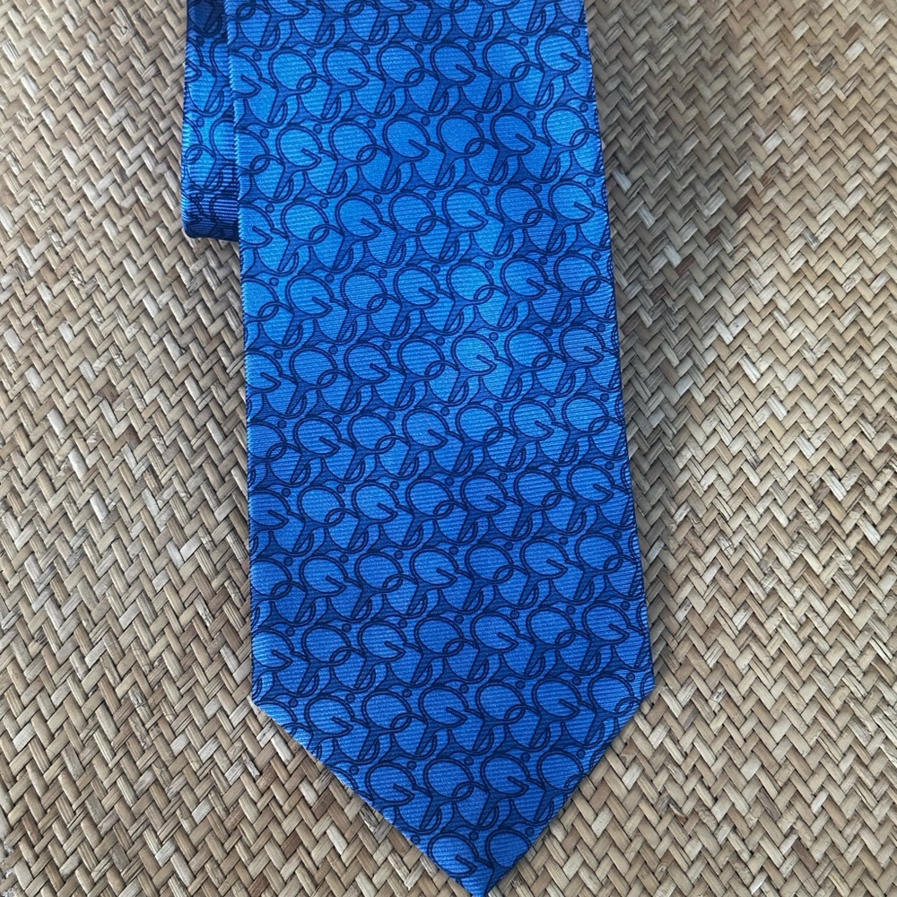 Gucci Blue Geometric G Patterned Men's Neck Tie